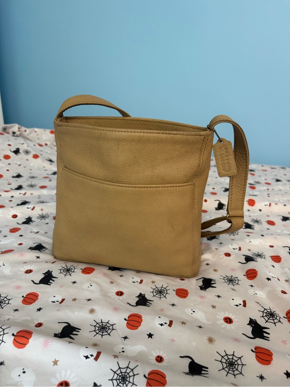 Vintage Coach Bag Sonoma 4924 Pocket Zip Crossbody Tan Pebbled Leather